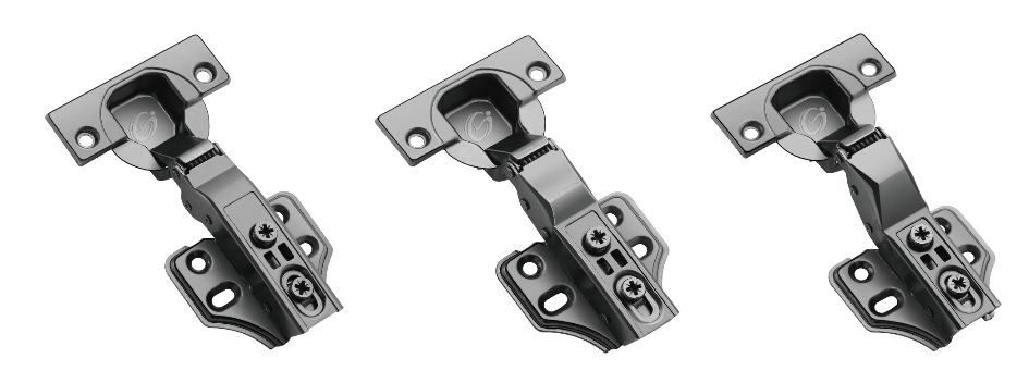 Gun-black D2 concealed cabinet hinges