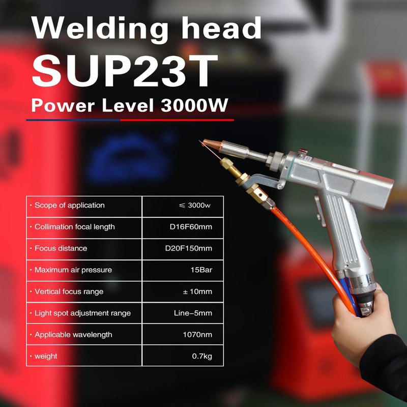 Handheld laser welding head for kilowatt-class fiber systems