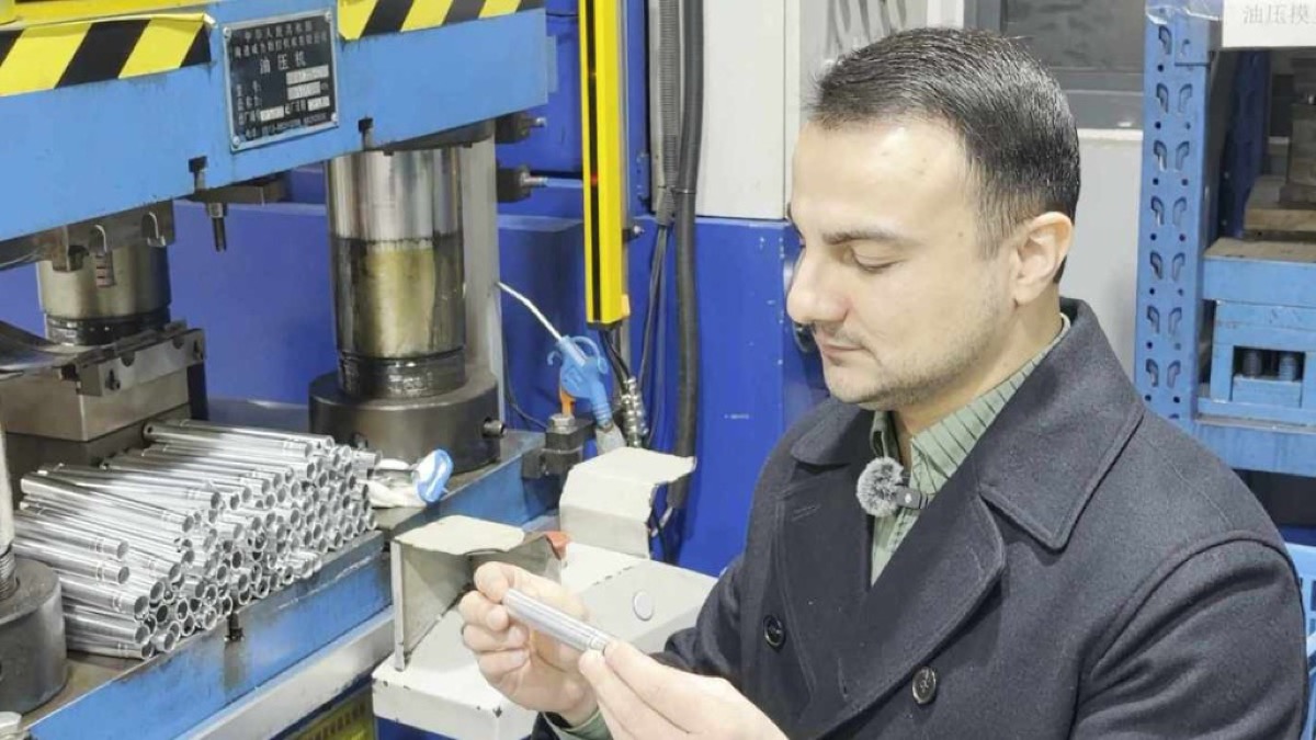 Sourcing agent inspecting a finished product