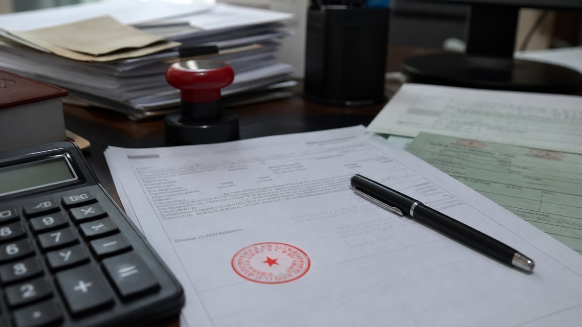 Company payment documents and a supplier contract on a desk before a China order