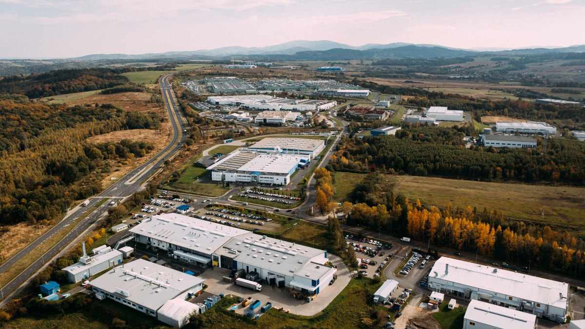 Aerial view of an industrial factory and logistics cluster